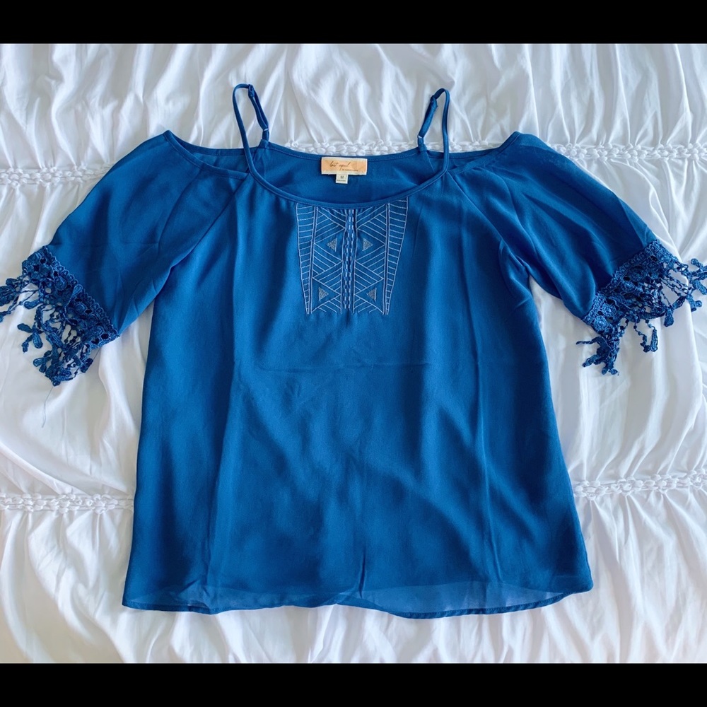 Royal Blue Off The Shoulder Blouse